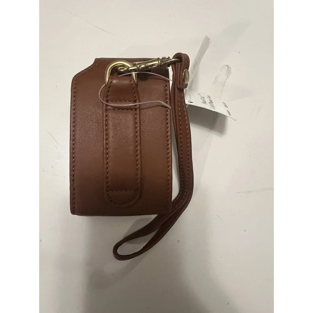 Vintage Tan Leather Coach Flip Phone Belt Carry Case Wristlet NWT